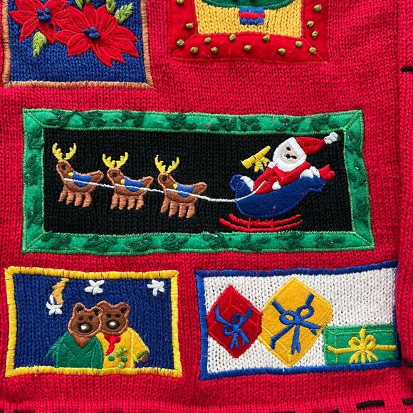 Segue Ugly Christmas Sweater Cardigan Embroidered Medium Cottagecore Grandmacore - Picture 12 of 12